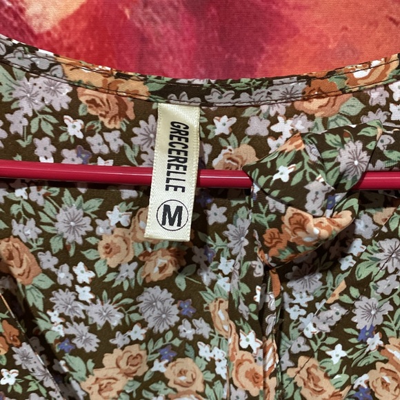 GRECERELLE Women's Spring Summer Boho Floral Print V-Neck Faux Wrap Maxi Dress - Picture 7 of 7